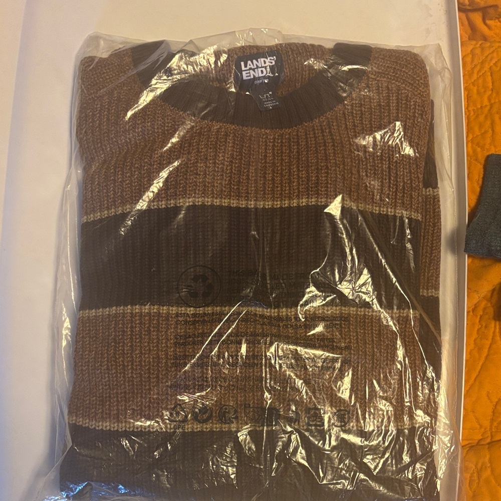 Lands End large Tall striped rugby sweater new in bags sealed.